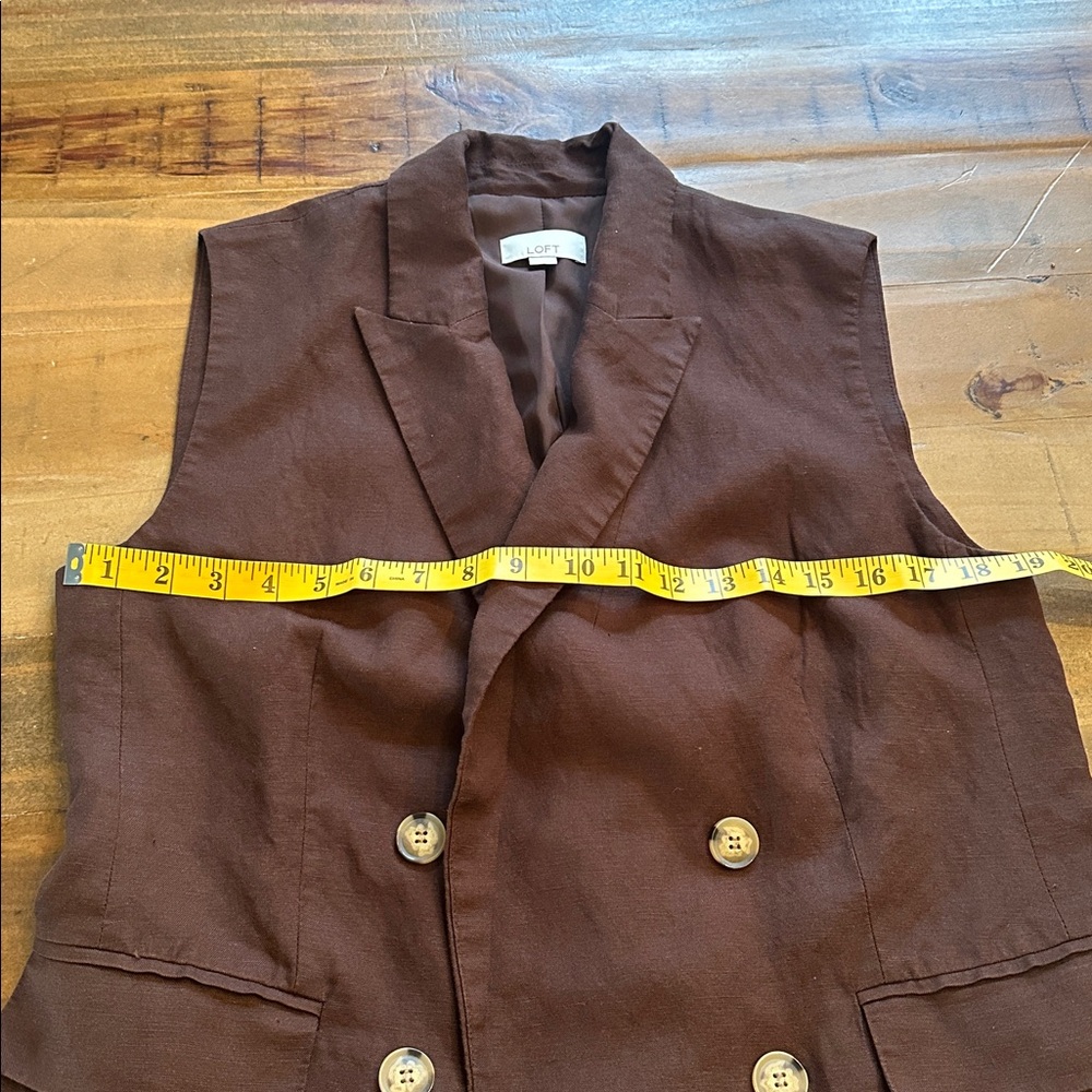 LOFT Chocolate Brown Sleeveless Blazer Vest - Picture 13 of 13